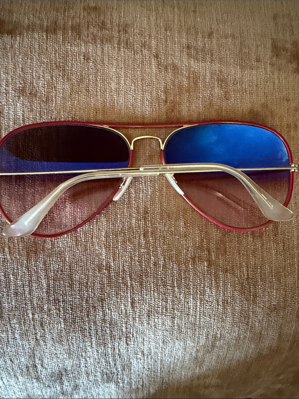 Ray-Ban Red and Gold Aviator Sunglasses with Brown Gradient Lenses - Picture 5 of 5
